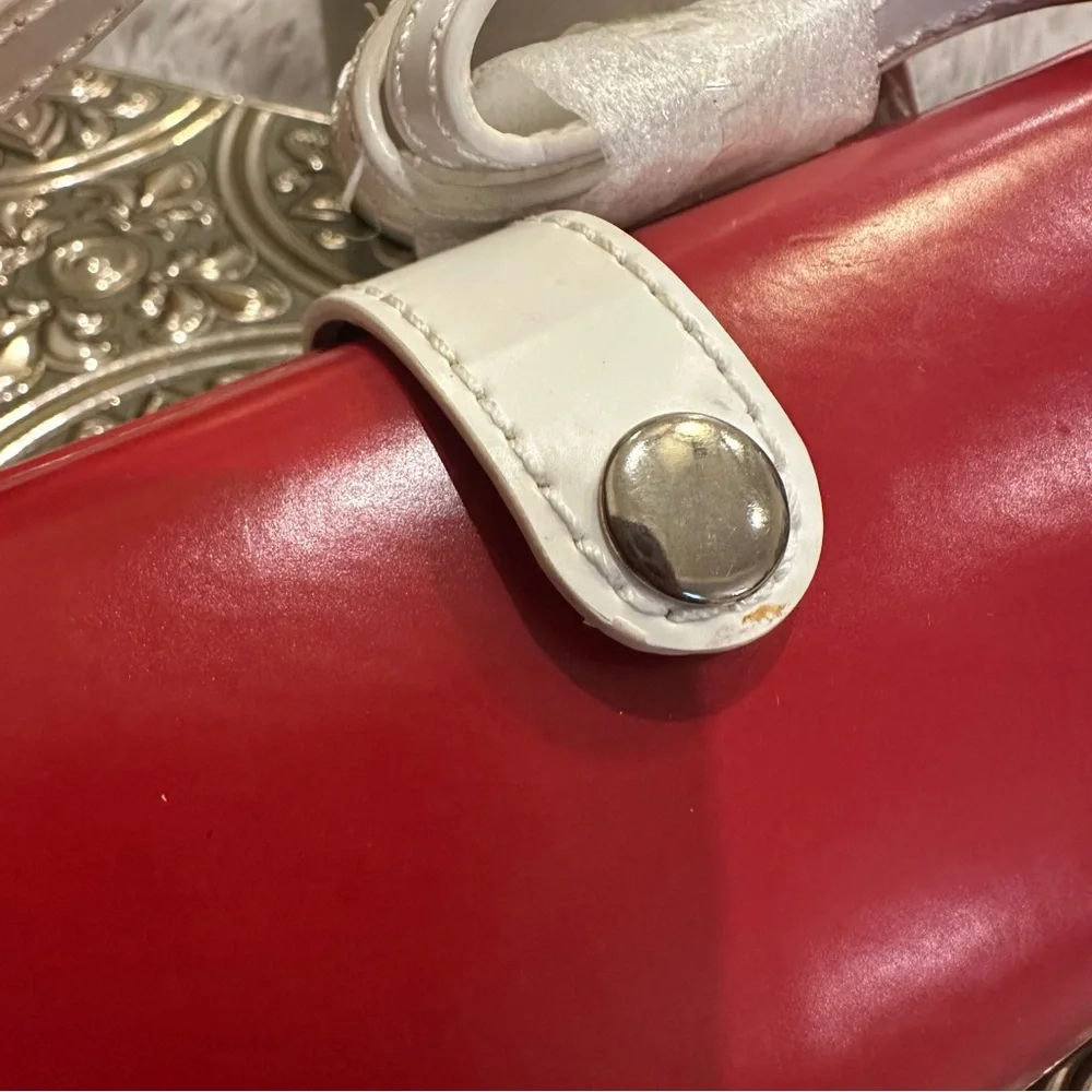 🌹VINTAGE Show Colors Cosmetic RED & WHITE Organizer Make Up Case Mini Purse